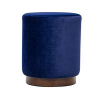 POUF Samt Blau - Blau, Textil (35/42/35cm) - Nordlys