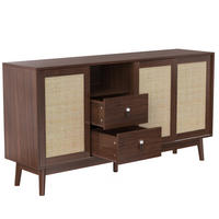SIDEBOARD 155/38/80 cm Dunkles Holz aus MDF und Spanplatte mit Schiebetüren - Nussbaumfarben, Holzwerkstoff (38/80/155cm) - OKMYHOME