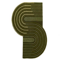 TEPPICH handgetuftet aus Wolle mit geometrischem S-förmigem Design und Hoch-Niedrig Flor Olivegrün Shaped 150x240 - Grün, Textil (150/240cm) - KADIMA DESIGN