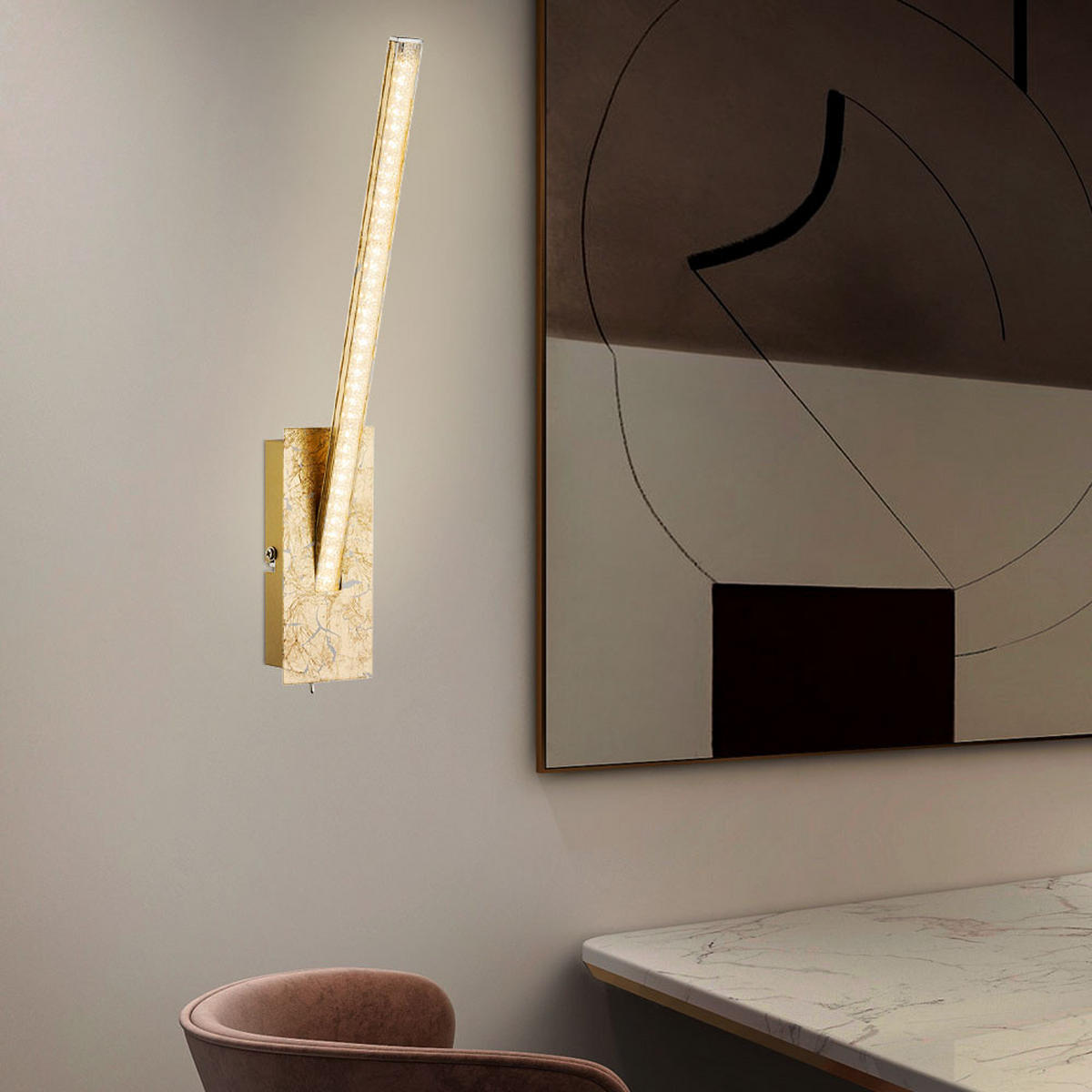 LED WANDLEUCHTE Fuego Gold Kristall 2er Set - Goldfarben, Metall (6.2/35/10.5cm)