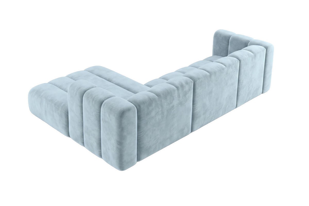 ECKSOFA Modulares In L-Form, Velvet-Stoff Riviera, Babyblau, Links, GRAND 287 cm - Hellblau, Holz (287/179cm) - Kaiser Möbel