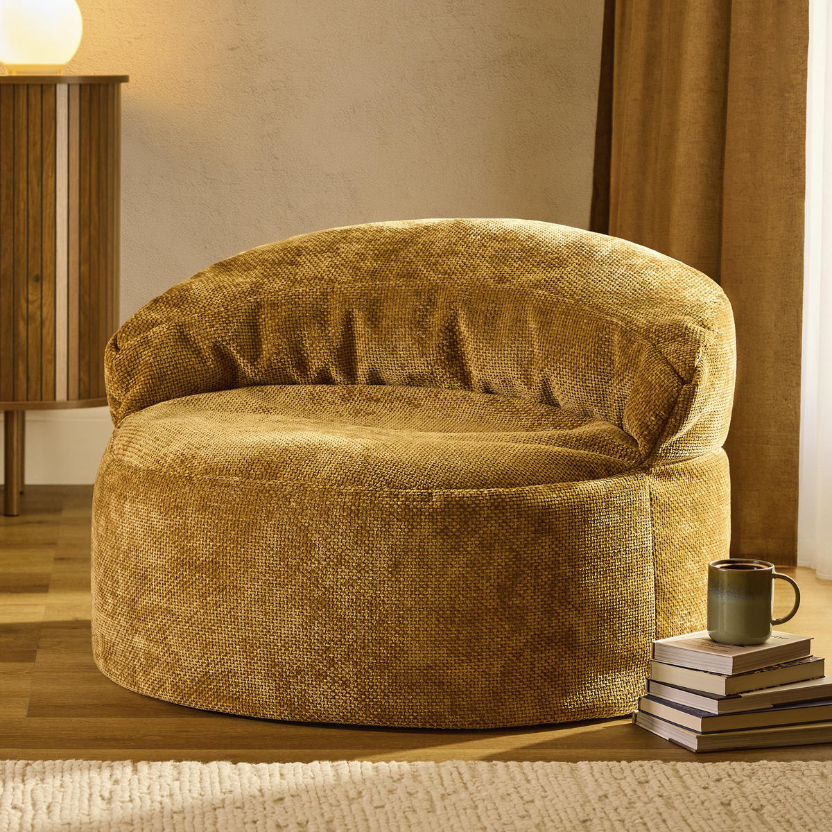 SITZSACK aus Chenille Orb - Gelb, Textil (86/61/86cm) - icon