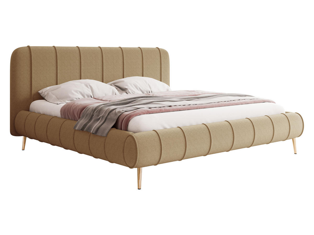 POLSTERBETT Slim XI mit Füße - Beige/Goldfarben, Holz/Holzwerkstoff (180/200cm) - MIRJAN24