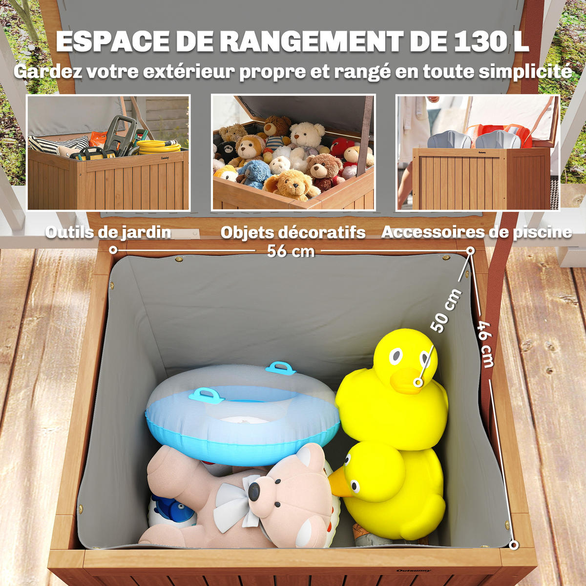 AUSSEN-AUFBEWAHRUNGSBOX, Massivholz, braun - Braun, Holz (51/58.5/63cm) - Vallsero