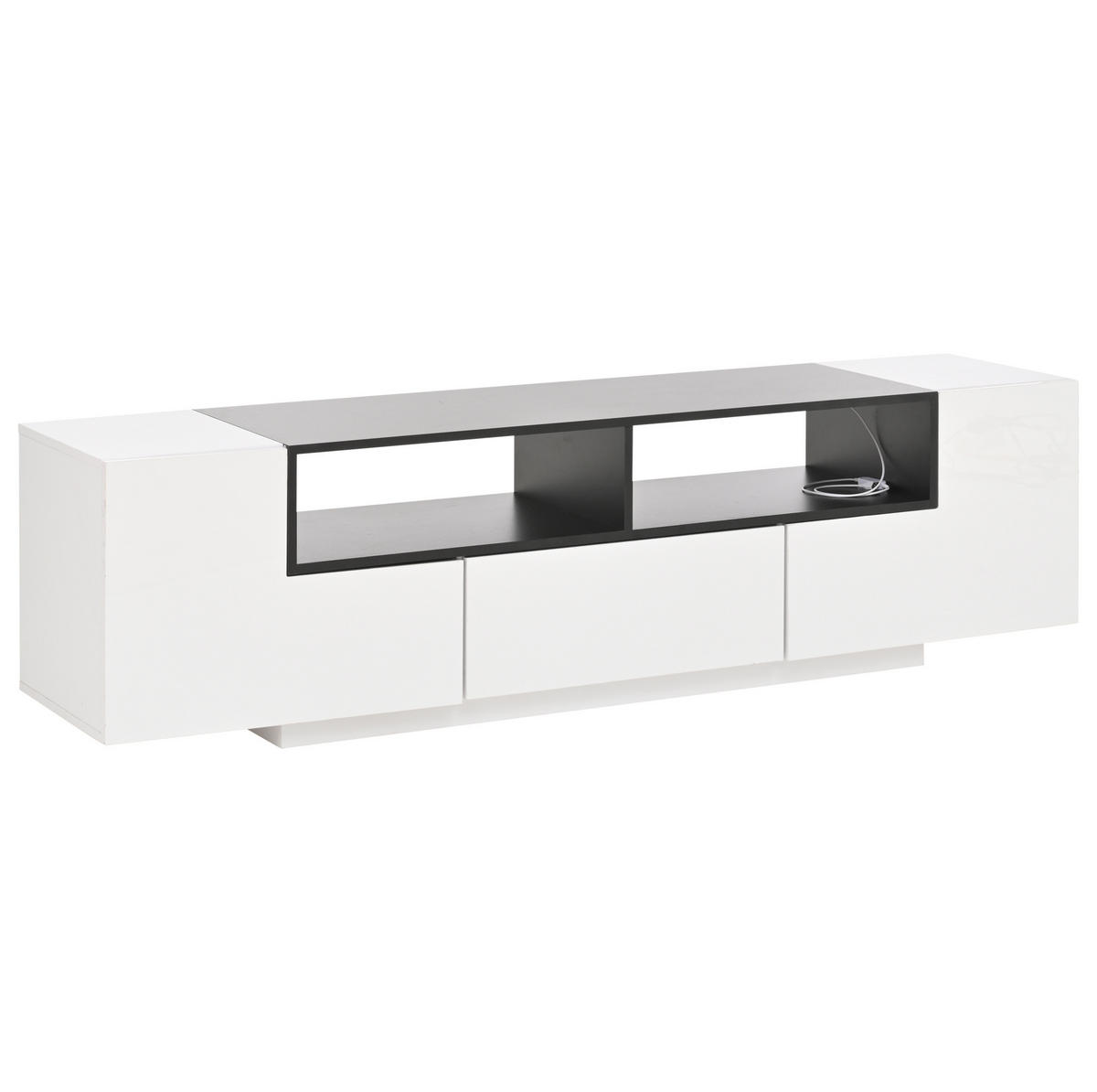 TV-ELEMENT mit LED und Schublade 180 x 40 x 48 cm Weiß Hochglanz - Weiß, Holzwerkstoff (40/48/180cm) - Beauniv
