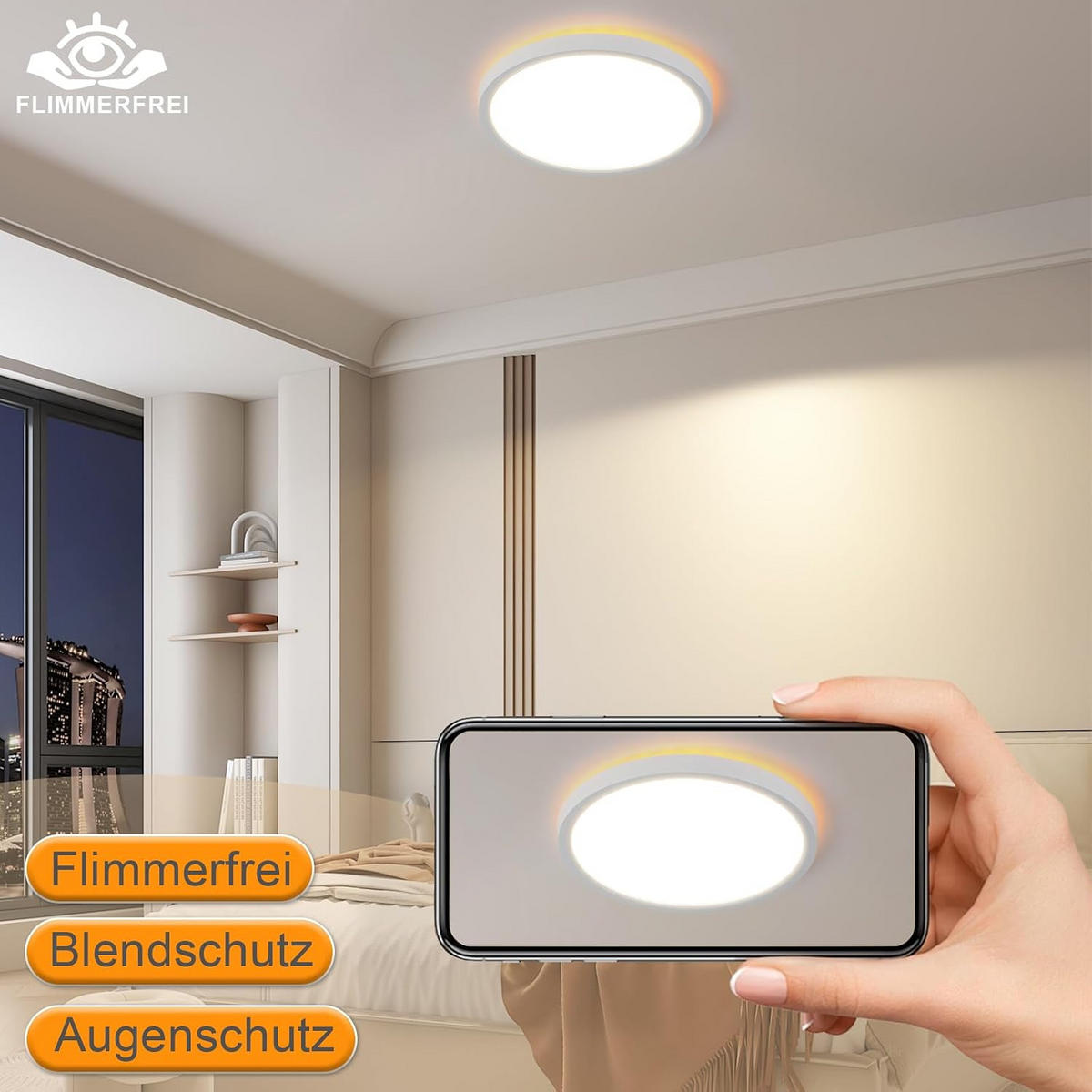 LED-DECKENLEUCHTE Helligost 22/2.6/22 cm - Weiß, Kunststoff (22/22/2.6cm) - ZMH