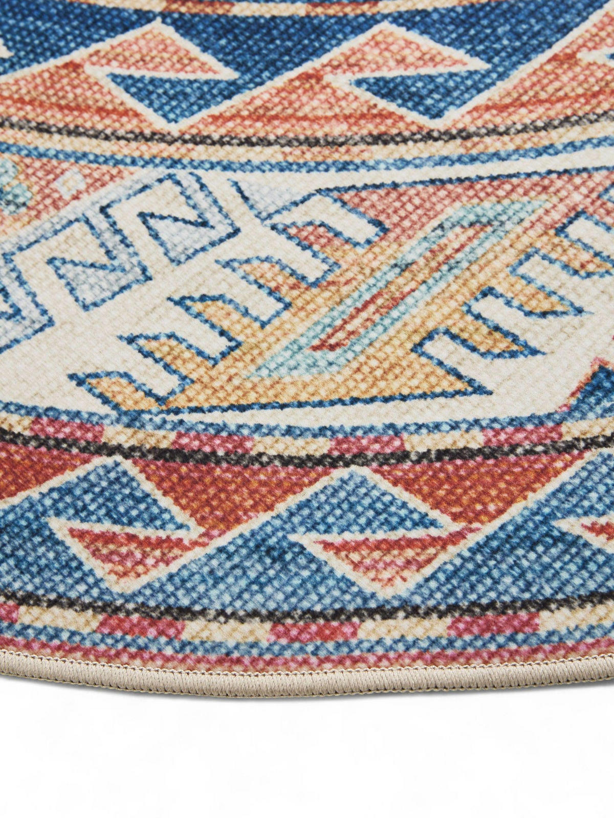 VINTAGE-TEPPICH George waschbar ø 120 cm rund - Blau, Kunststoff (120/120cm) - benuta