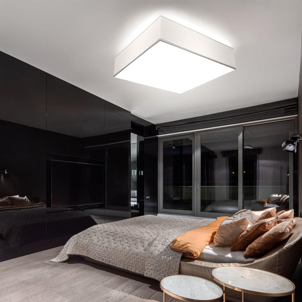 DECKENLEUCHTE Stahl PVC Weiß quadratisch 35 cm - Weiß, Metall (35/35/12cm)