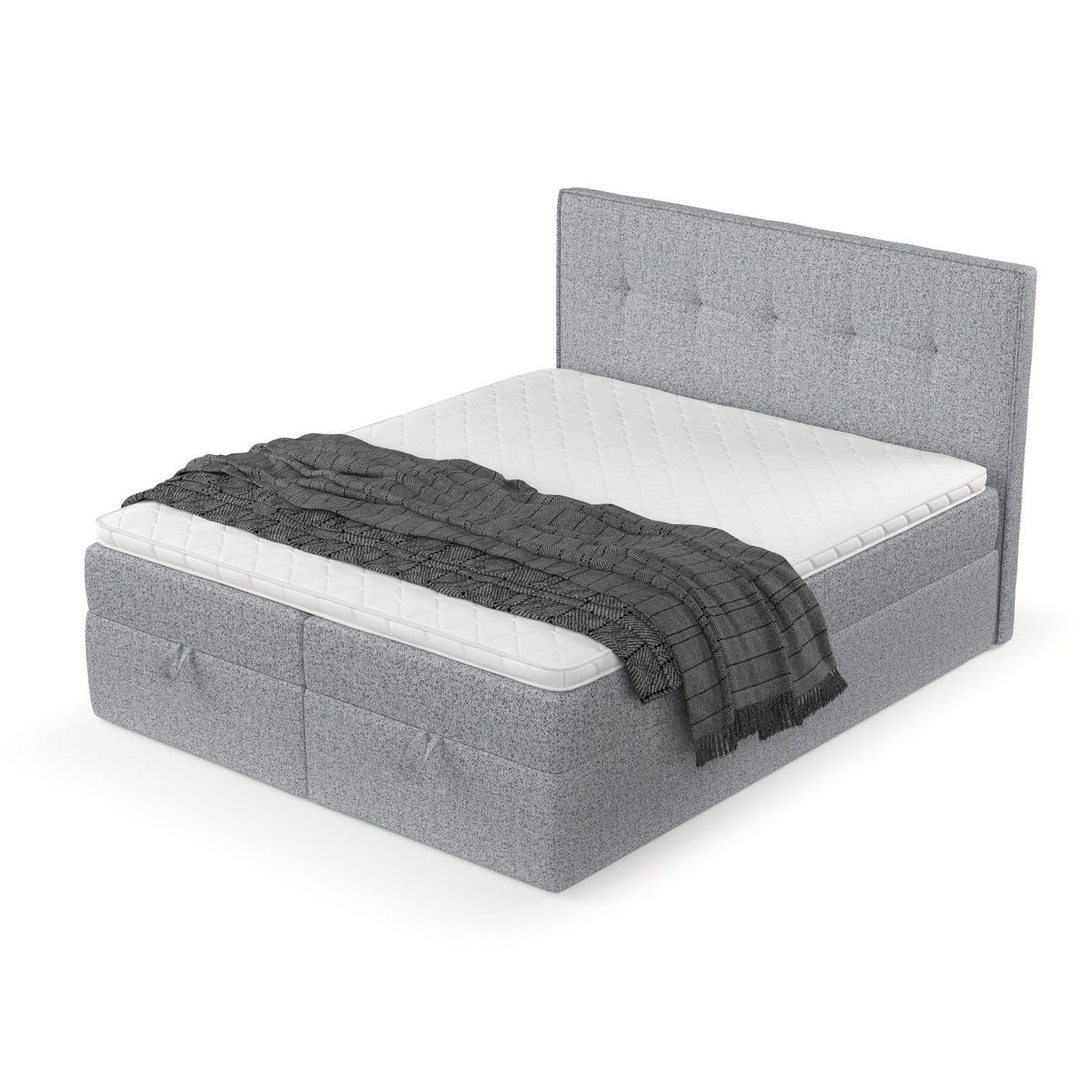 BOXBETT Tivra 180/200 cm Grau im Riva Stoff - Schwarz/Grau, Holz/Holzwerkstoff (180/200cm) - AltaBeds