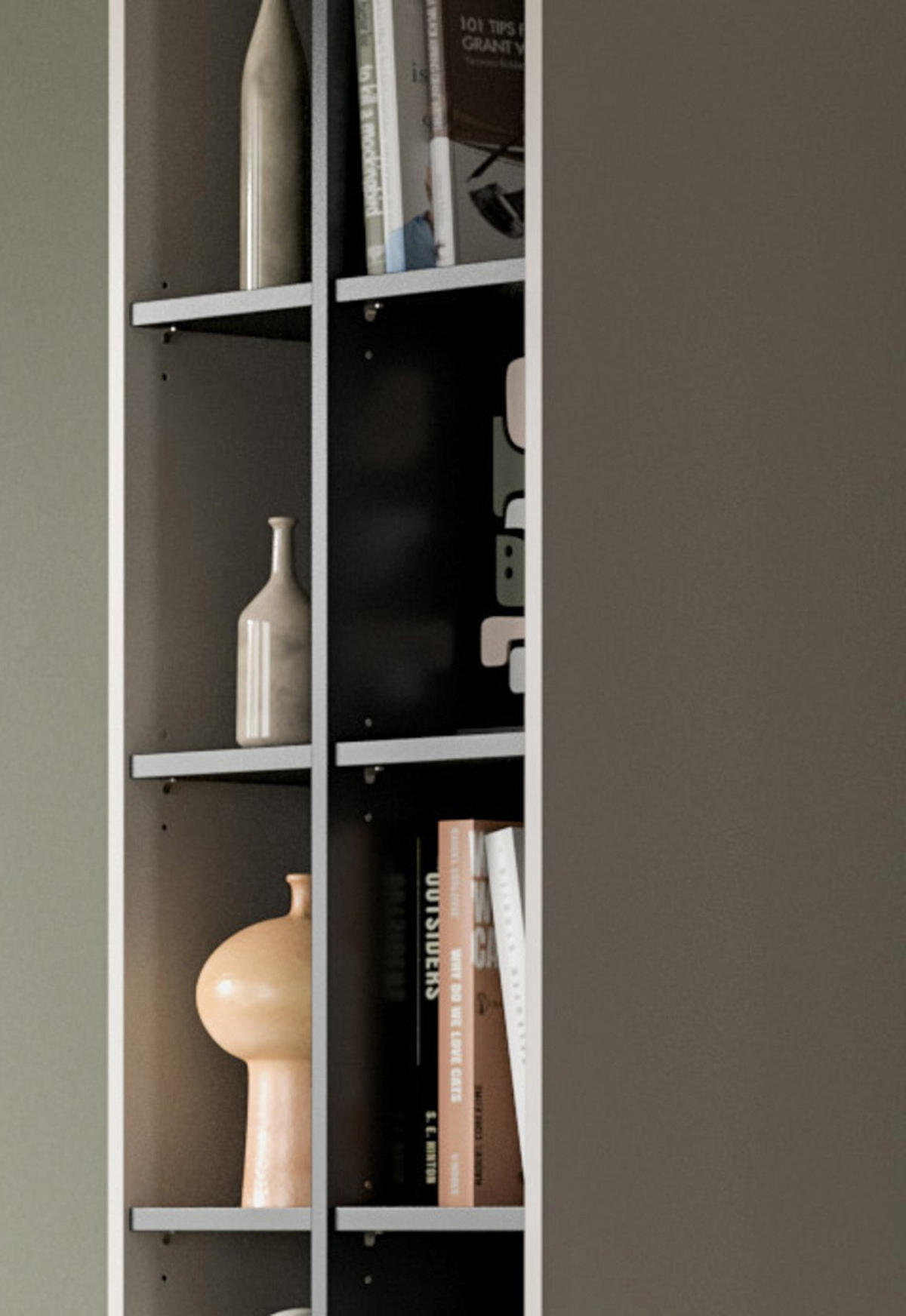 WOHNWAND kaschmir, schwarz 245 cm, Wohnkombination mit Soft-Close-Funktion - Kaschmir/Schwarz, Holzwerkstoff/Kunststoff (245/192/41cm) - Inn.Furn