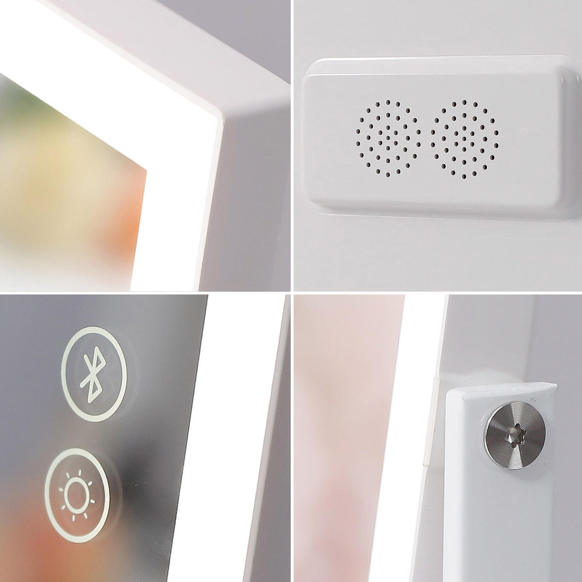 SCHMINKSPIEGEL mit LED Lichtleiste und Bluetooth Weiß 25/30 cm - Weiß, Metall (25/30/3cm) - VANITII