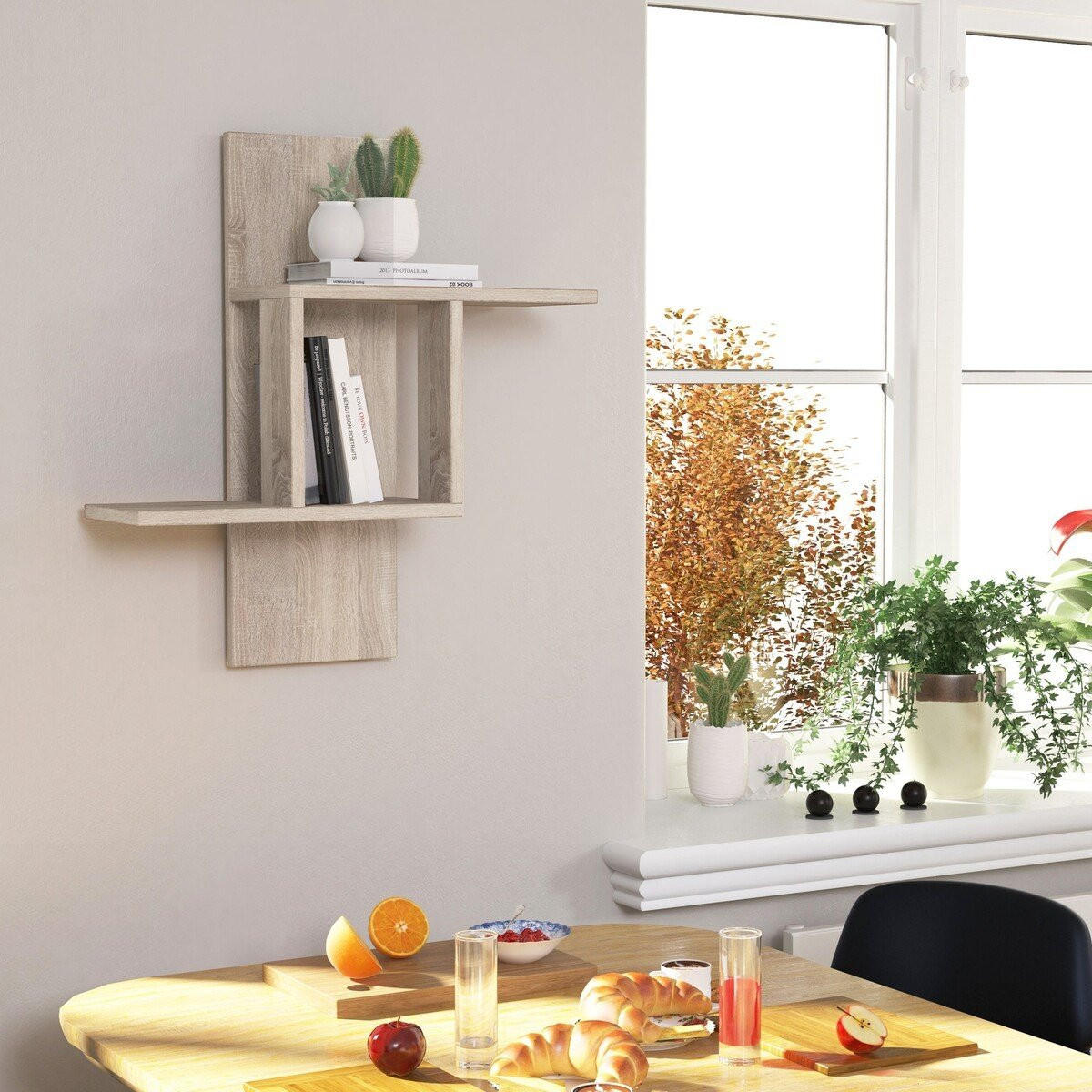 WANDREGAL mit 2 Ablagen 64/20/70 cm - Eichefarben, Holzwerkstoff (20/70/64cm) - Calicosy