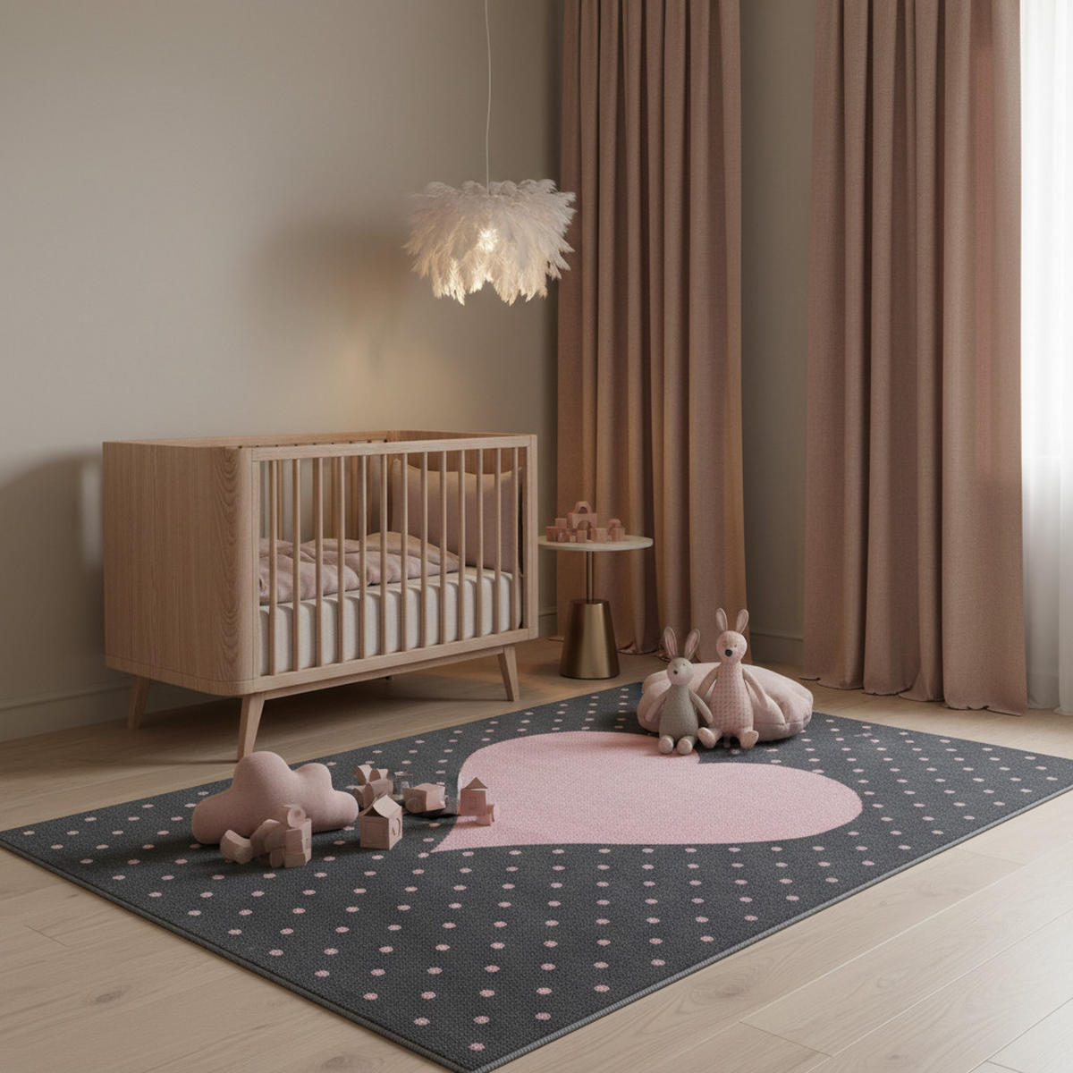 TEPPICH Kinder Kurzflor Herz Polypropylen Kinderzimmer Pink Rechteckig 200x290 - Rosa, Textil (200/290cm) - KADIMA DESIGN