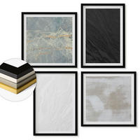 WANDBILDER 4er-Set - 50x50 cm & 40x60 cm Schwarzer Rahmen - Steintexturen - Schwarz, Kunststoff (50/50cm) - ArtPrintCave