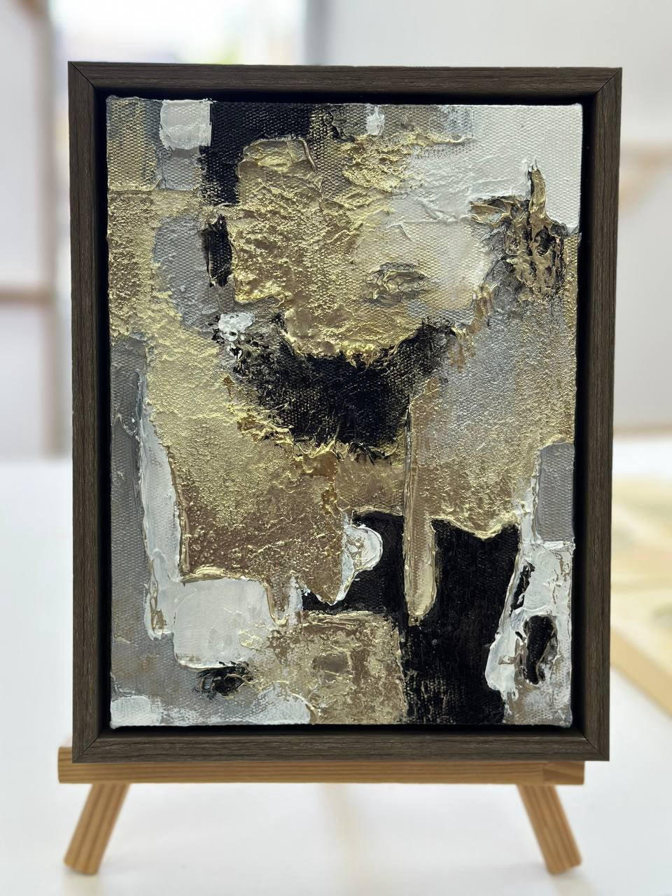 YS-art gallery Gemälde Grau 20x15 cm