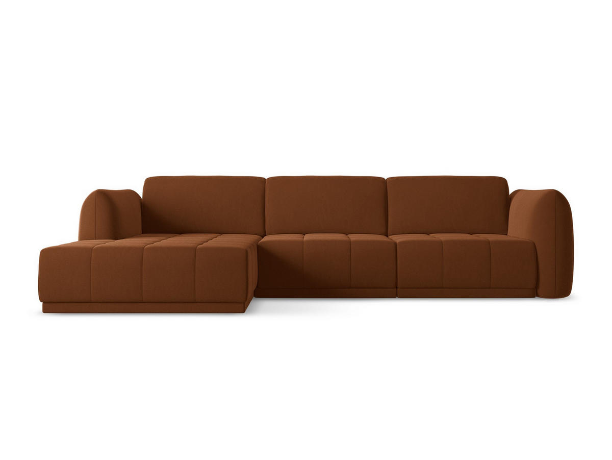 ECKSOFA Links Samt Stoff Orange - Terracotta/Schwarz, Kunststoff/Textil (170/290cm) - Makamii