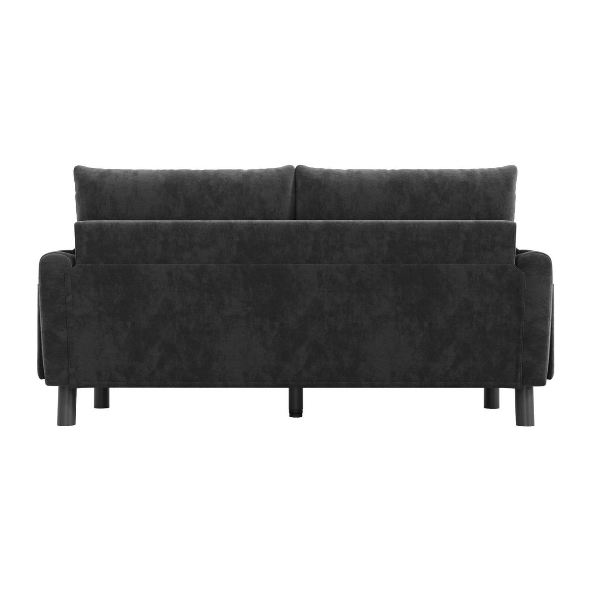 2-SITZER 158/80/88,5 cm grau aus Chenille mit Seitentaschen - Grau, Textil (80/88.5/158cm) - OKWISH
