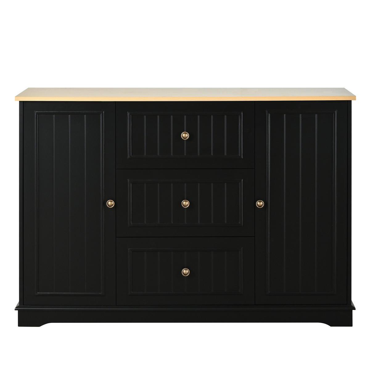 SIDEBOARD 126/40/86 cm Schwarz aus MDF mit 3 Schubladen und Türen - Schwarz, Holzwerkstoff (40/86/126cm) - OKWISH