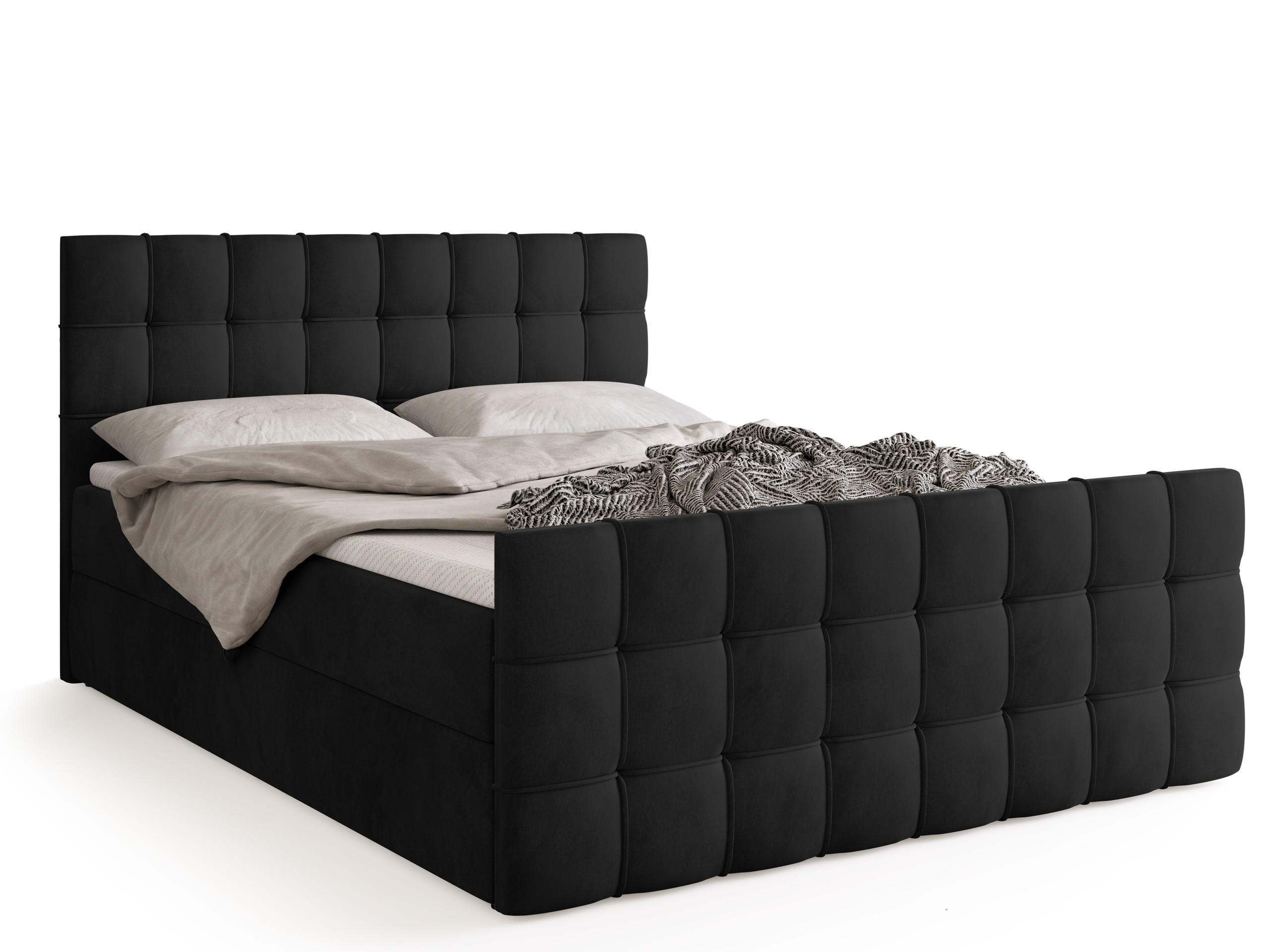 BOXBETT Detroit Duo mit Topper 180/200 Schwarz - Schwarz, Textil (180/200cm) - Bromarkt