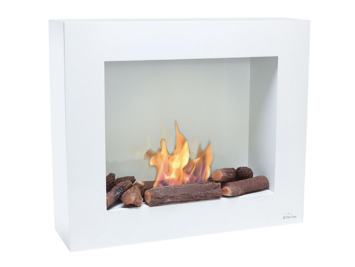 BIOETHANOL-KAMIN Weiß Wandmodell inklusive 1.2 L Brennblock - Weiß, Metall (70/60/20cm) - Purline