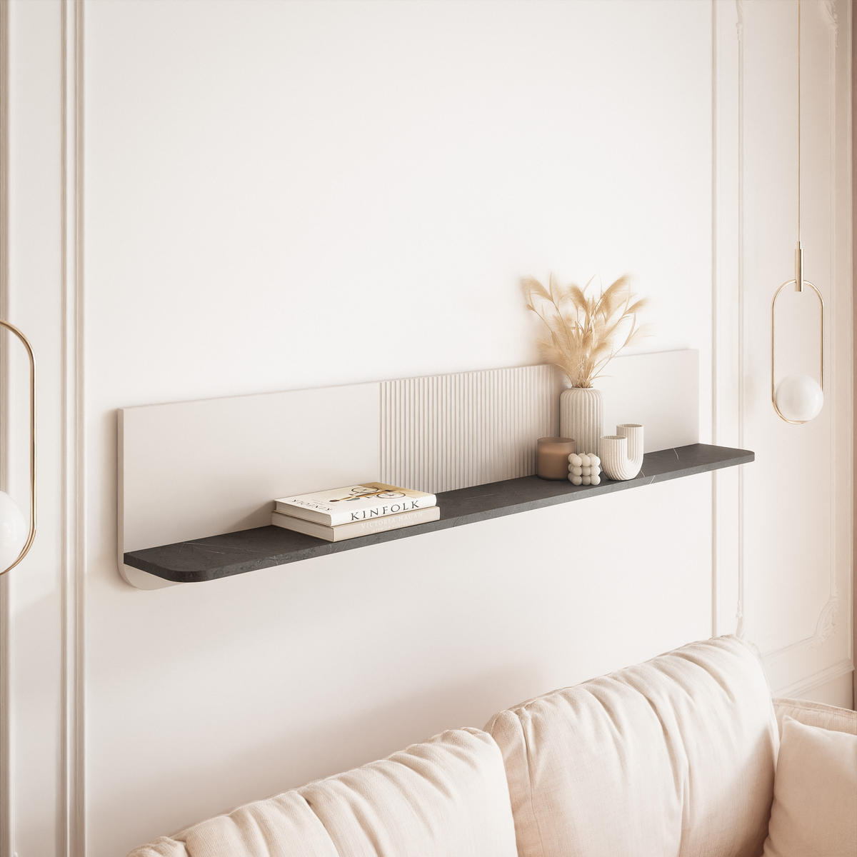 HÄNGEREGAL NAVANI 150 cm – Kaschmir / Stein - Kaschmir, Holzwerkstoff (150/42/22cm) - Idohome