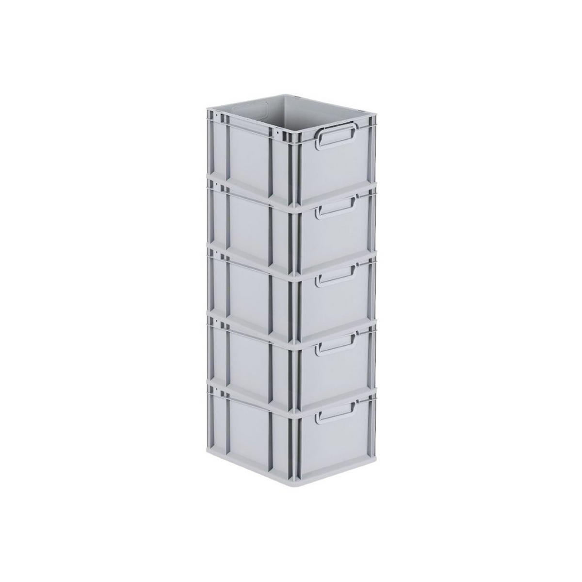 EUROBOX 5x Nextgen Economy Mit Scharnierdeckel Grau/Schwarz Griffe Geschlossen - Schwarz, Kunststoff (30/22/40cm) - PROREGAL