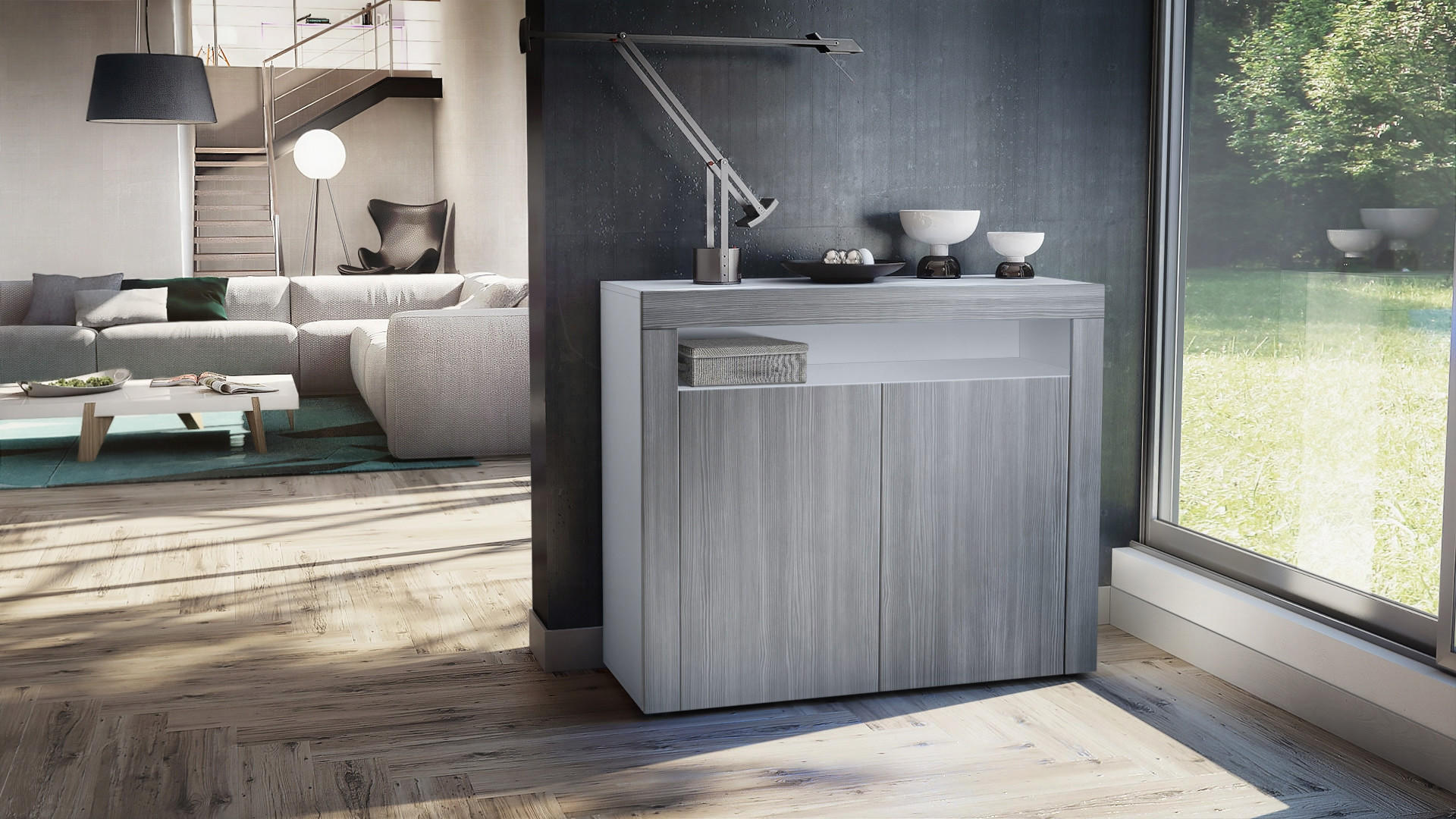 KOMMODE Valencia Avola-Anthrazit / Avola-Anthrazit - Anthrazit, Holzwerkstoff (108/92/40cm) - Vladon