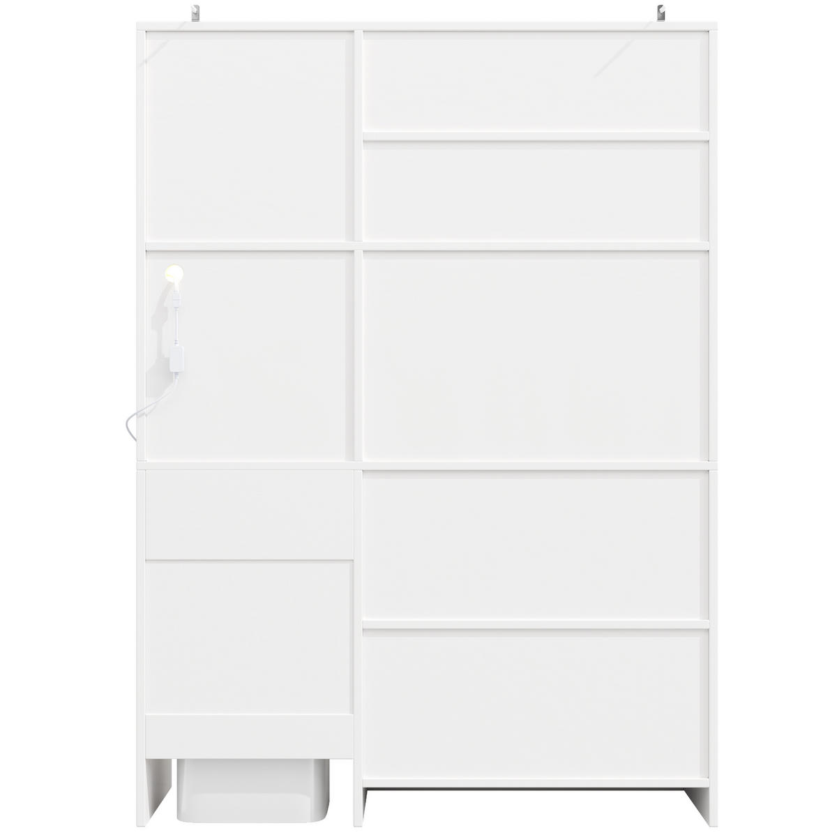 GESCHIRRSCHRANK aus MDF 130x45x180cm in Weiß mit LED-Beleuchtung - Weiß, Holzwerkstoff (130/180/45cm) - Modfu