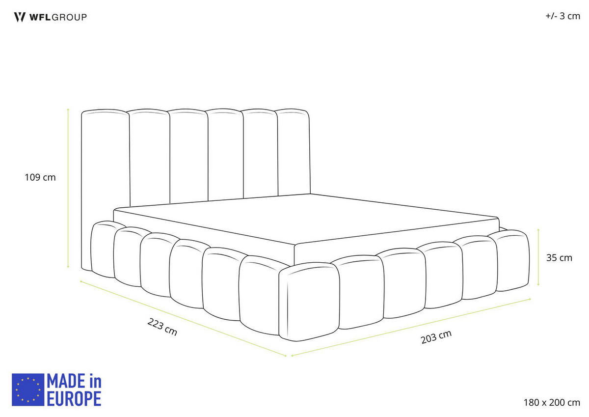 POLSTERBETT Serenity mit Bettkasten, Beige Samt 180x200 cm - Beige/Birkefarben, Holz/Holzwerkstoff (180/200cm) - WFL GROUP