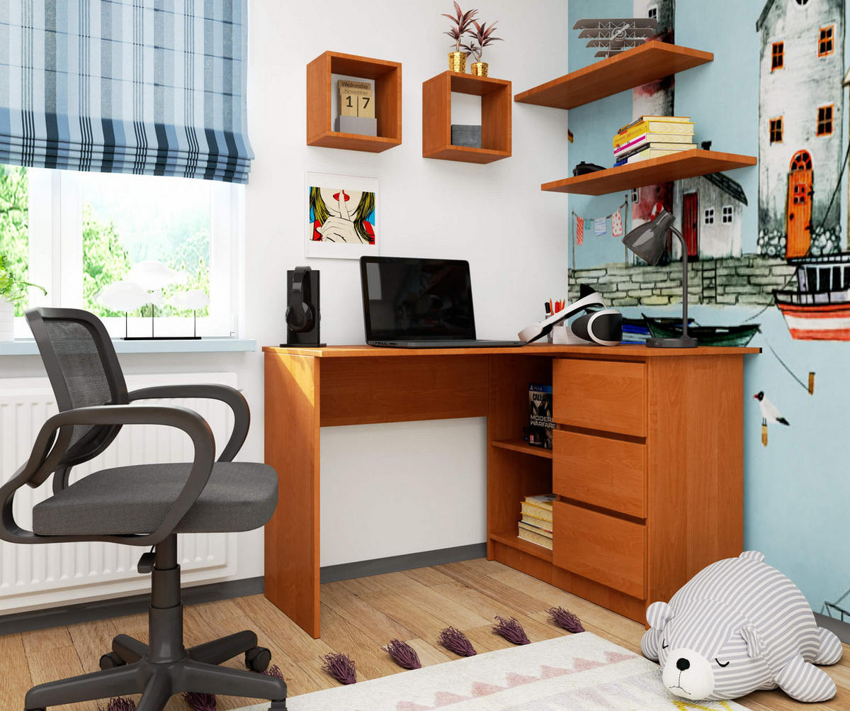 ECKSCHREIBTISCH Erlefarben 124x85x77 cm - Erlefarben, Holzwerkstoff (85/124/77cm) - Akord