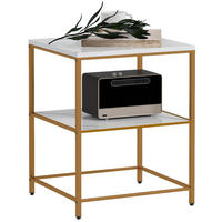 BEISTELLTISCH DE-15827 mit 2 Marmorablagen Weiß - Weiß, Holzwerkstoff (44/40/54.5cm) - ComfortXL