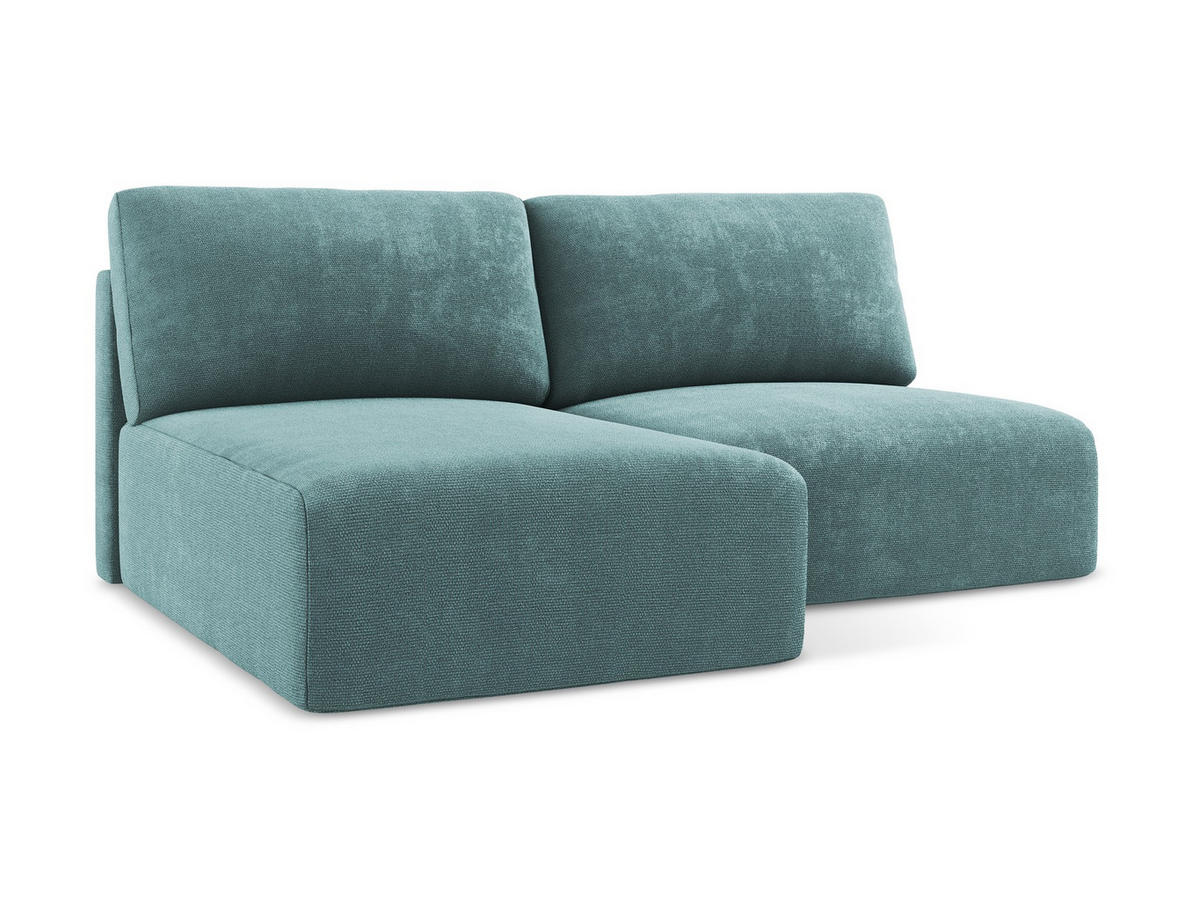 ECKSOFA mit Schlaffunktion links Chenille Stoff Blau - Blau/Beige, Kunststoff/Textil (149/210cm) - Makamii