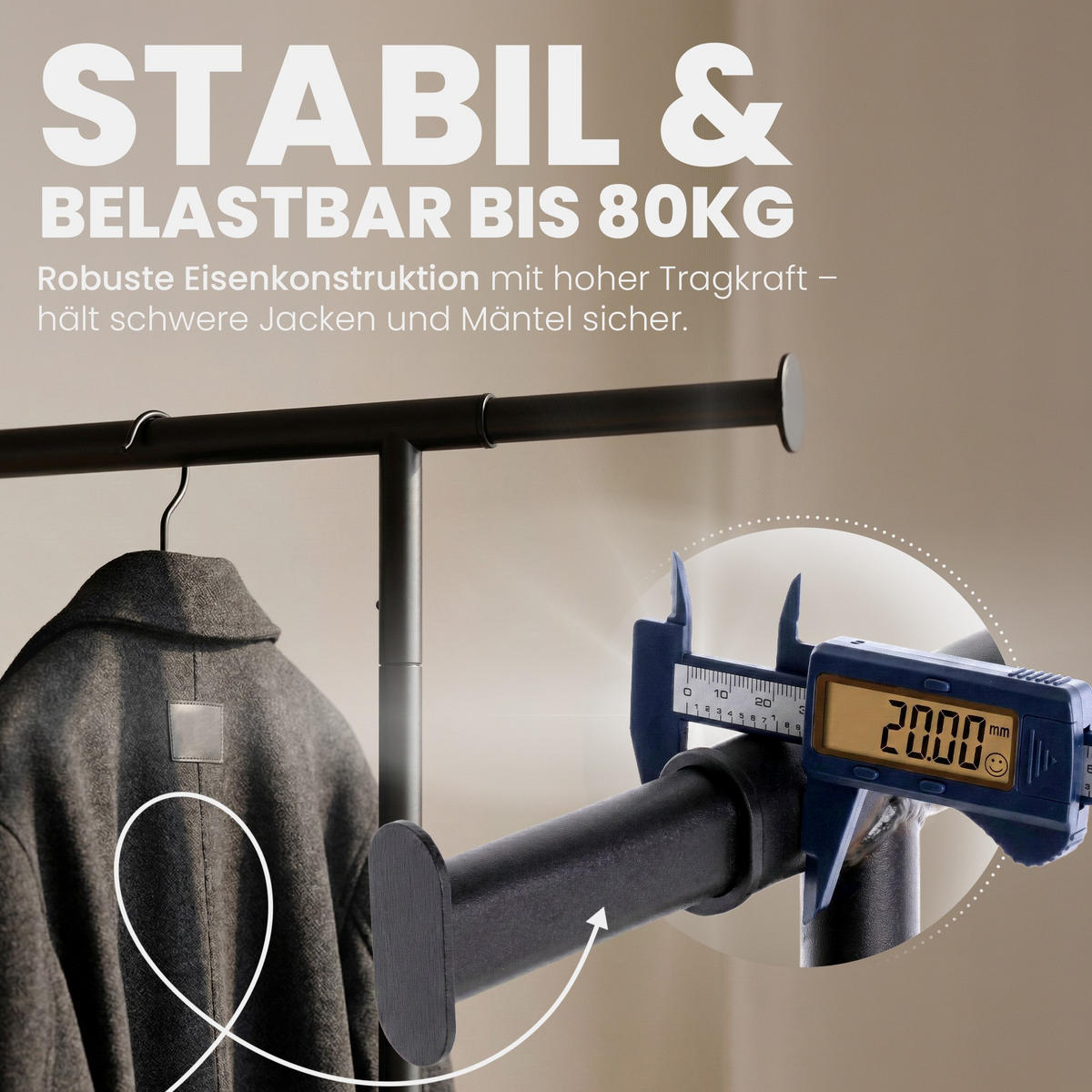KLEIDERSTÄNDER 150x38x120-schwarz-Metall - Schwarz, Metall (142/165/45cm) - CLP