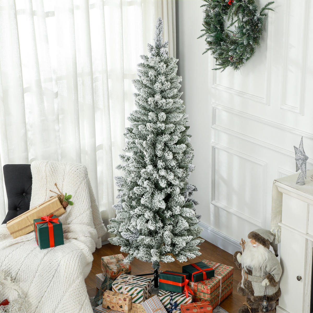 KÜNSTLICHER Weihnachtsbaum, 183 cm Christbaum mit 479 Spitzen für Weihnachten - Grün, Kunststoff/Metall (183cm) - HOMCOM