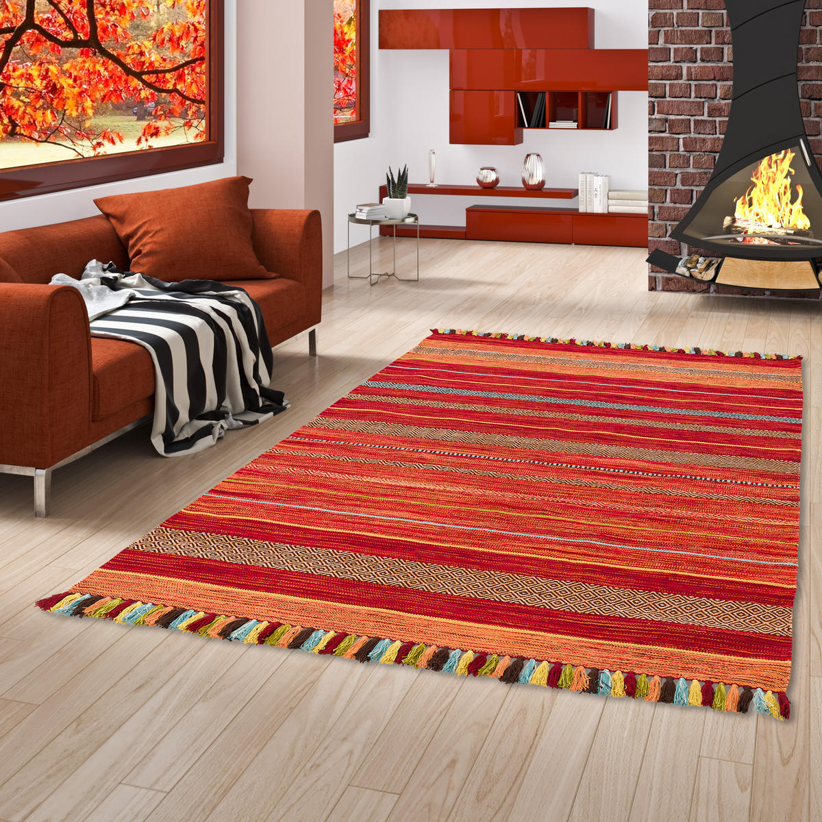 NATUR TEPPICH KELIM KALLEEN - Rot, Textil (90/160cm) - Pergamon