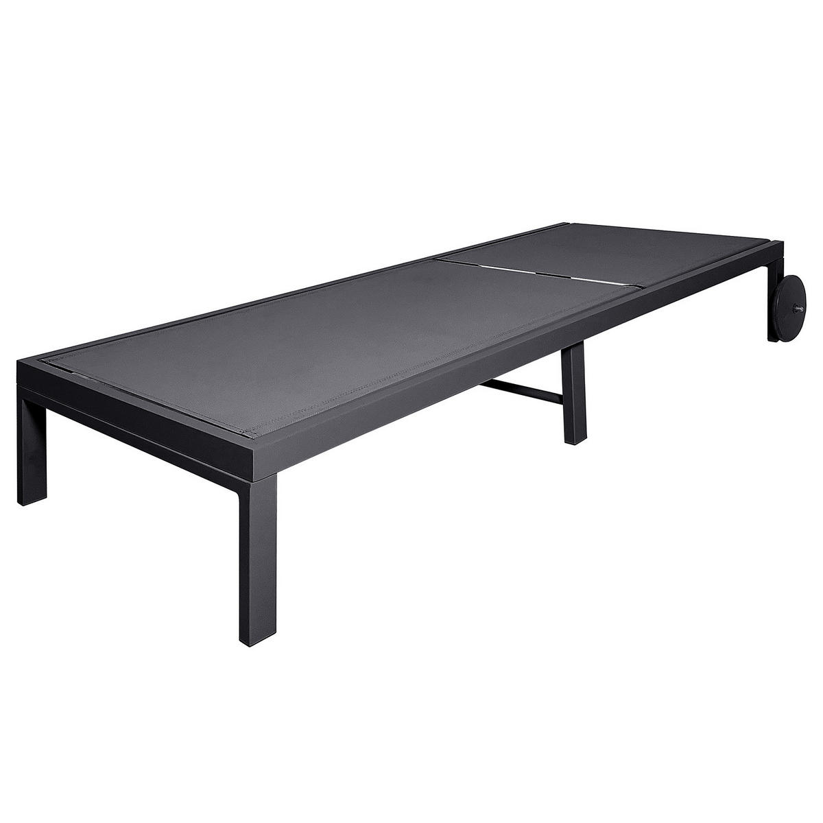 GARTENLIEGE - Aluminium / Textilene - Verstellbar - Anthrazit, Textil/Metall (65/30/195cm) - home24