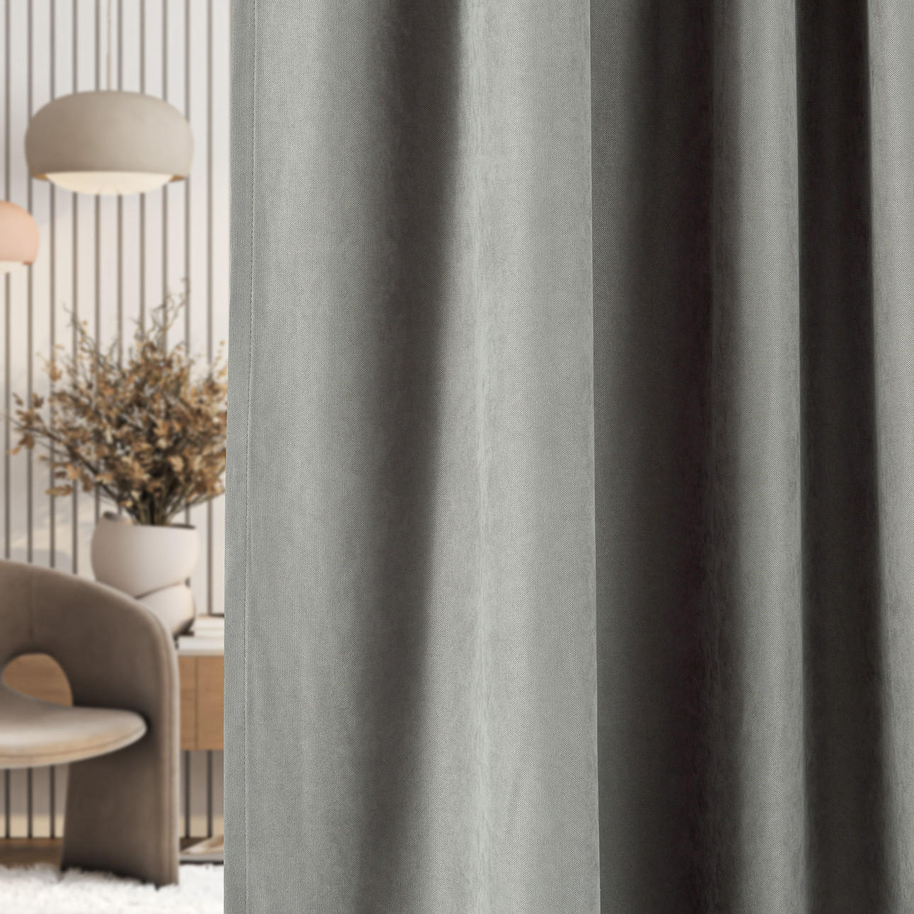 FERTIGVORHANG mit Schlaufenband grau 140 x 280 cm - Grau, Textil (140/280/1cm) - Dekoria