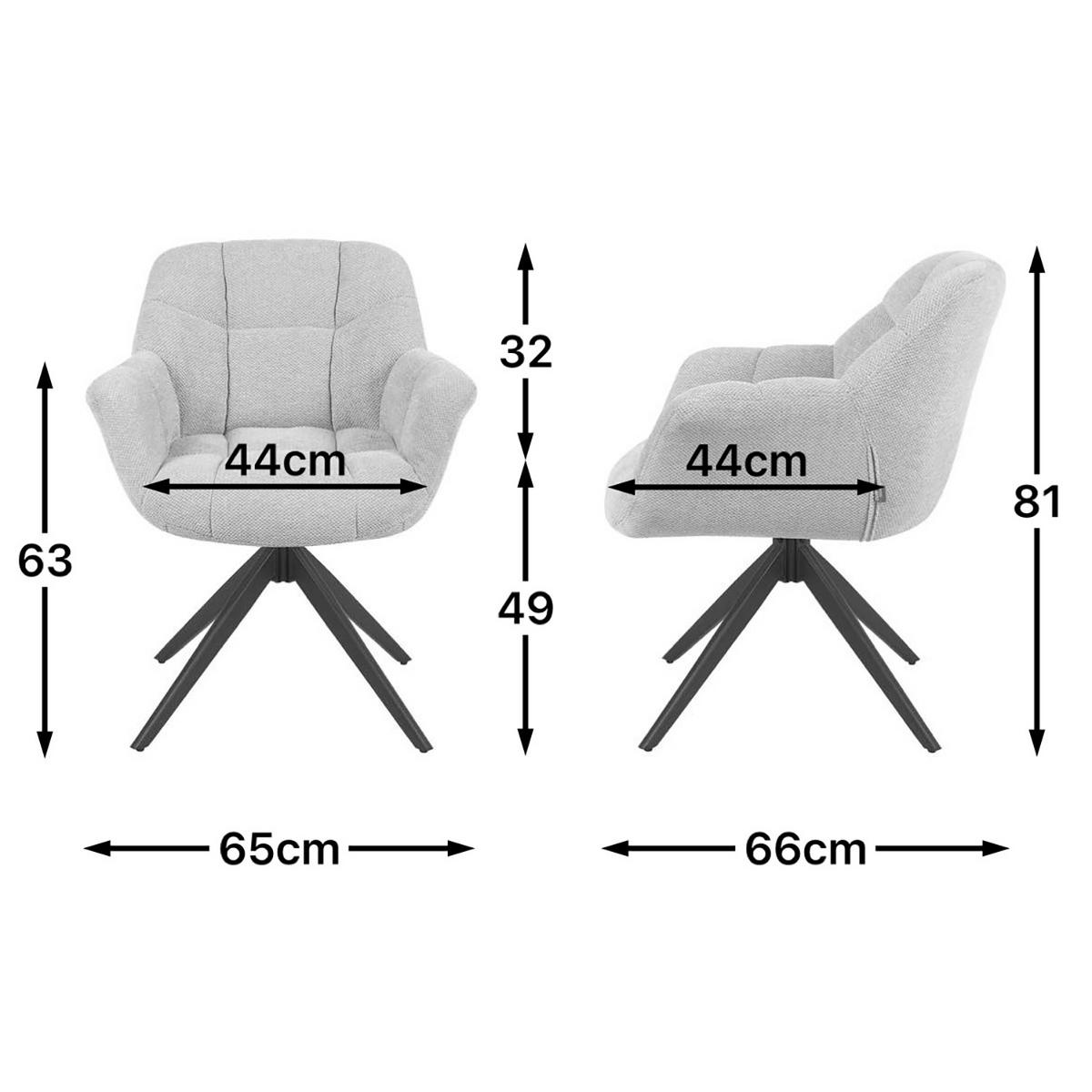 DREHSTUHL Mika-Mila - Creme/Schwarz, Textil/Metall (65/81/66cm) - DUBI Möbel