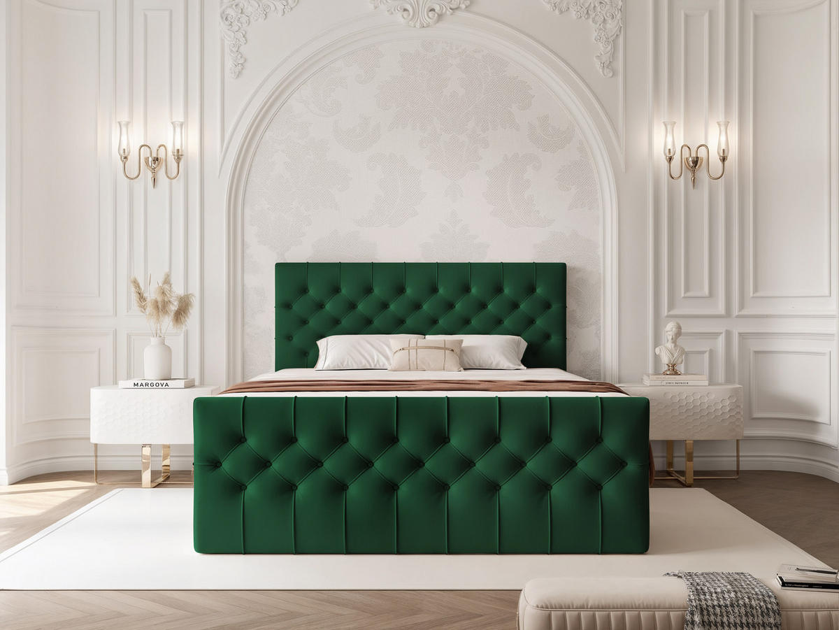 BOXBETT JOLIE 120x200 cm mit Matratze, Grün - Grün, Textil (120/200cm) - Idohome