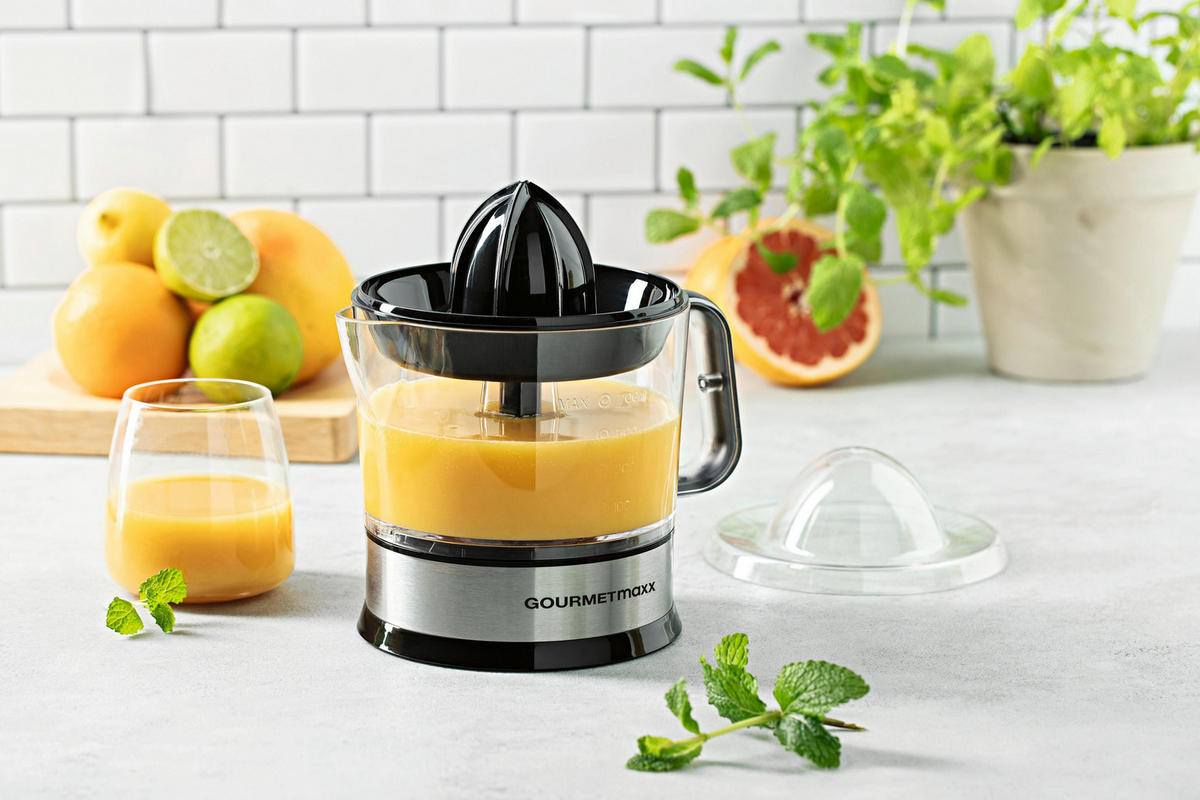ZITRONENPRESSE Gourmetmaxx Schwarz ca. 40 Watt - Transparent, Metall (14/21/19cm) - Sonstige