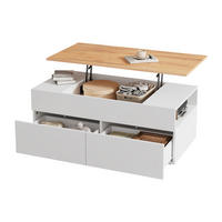 COUCHTISCH höhenverstellbar 100 x 50 cm Weiß Holzoptik - Weiß, Holzwerkstoff (100/50/40cm) - Meubliv