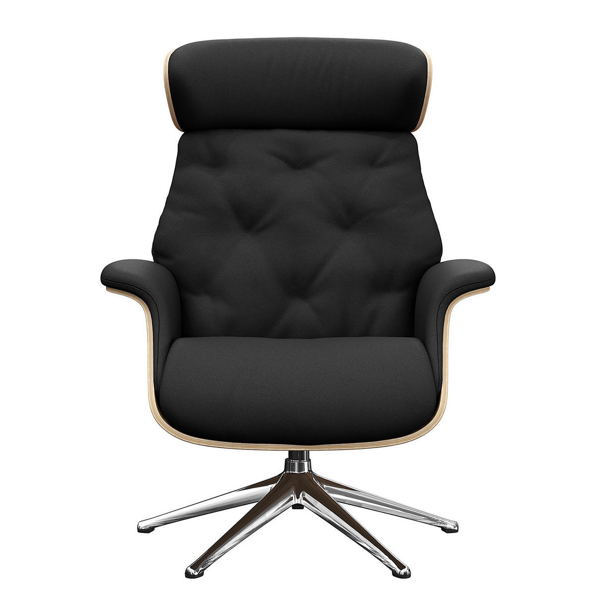 RELAXSESSEL - Echtleder - Chromfarben/Schwarz, Leder/Metall (83/110/83cm) - home24