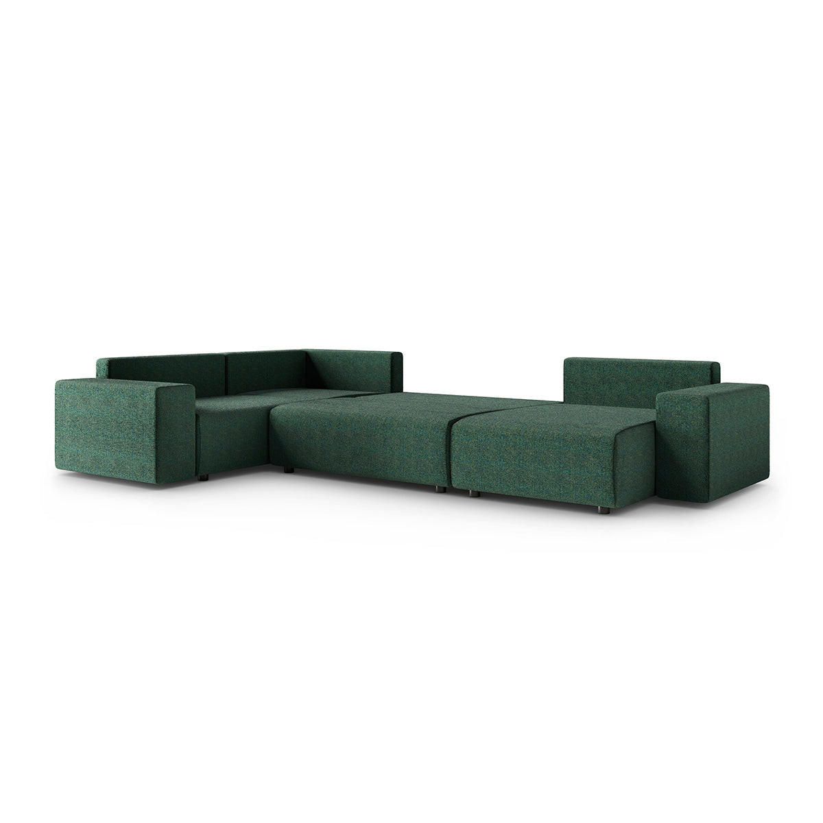 PANORAMASOFA Lorenzo 5 Sitzplätze Grün - Grün, Holz (378/85/236cm) - Petits-meubles