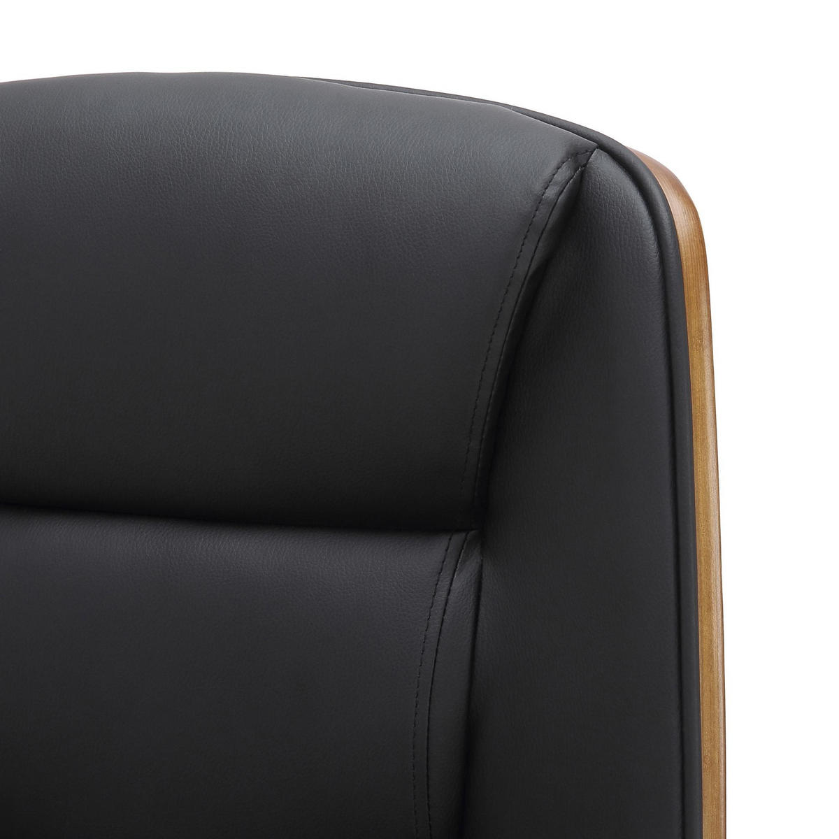 DREHSTUHL Lederlook walnuss/schwarz - Chromfarben/Walnussfarben, Textil/Metall (60/102/68cm) - CLP