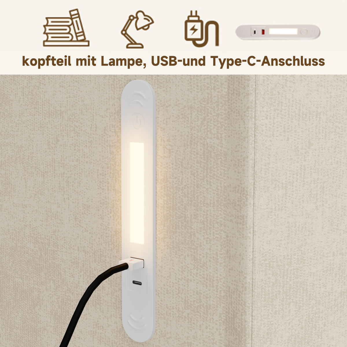 POLSTERBETT 120 x 200cm, Beige, Chenille, Stauraum - Beige, Textil (120/200cm) - FLIEKS