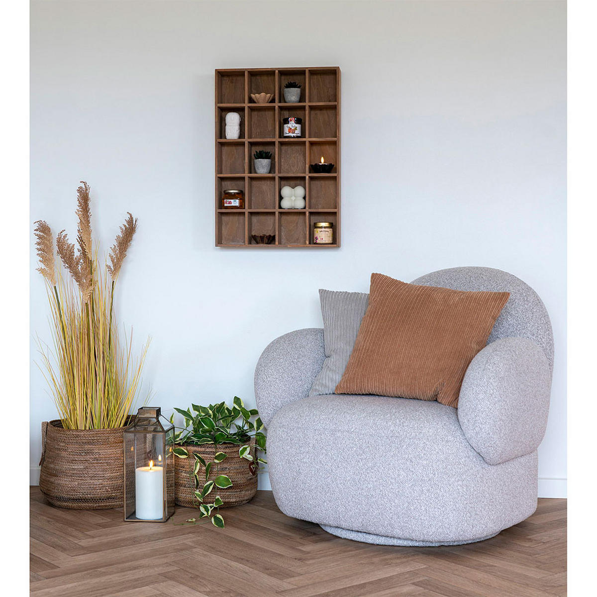 FÅTÖLJ Messina 85 x 87 x 81 cm – ljusgrå - Ljusgrå, Träbaserade material/Textil (85/81/87cm) - ebuy24