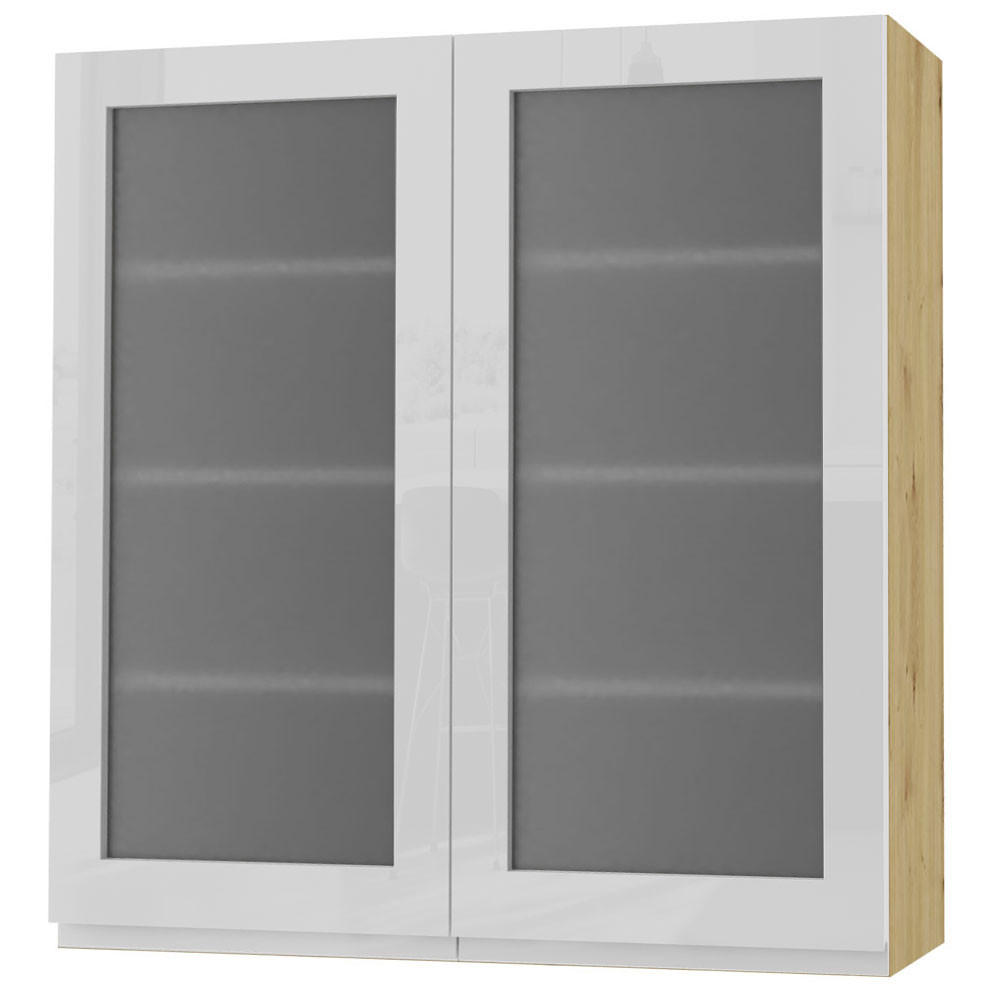 HÄNGESCHRANK Florence W4S/90 Eiche Artisan / RAL 9003 signalweiß HG 90 / 32,5 / 96cm - Weiß Hochglanz/Eiche Artisan, Holz/Holzwerkstoff (90/96/32.5cm) - Feldmann-Wohnen