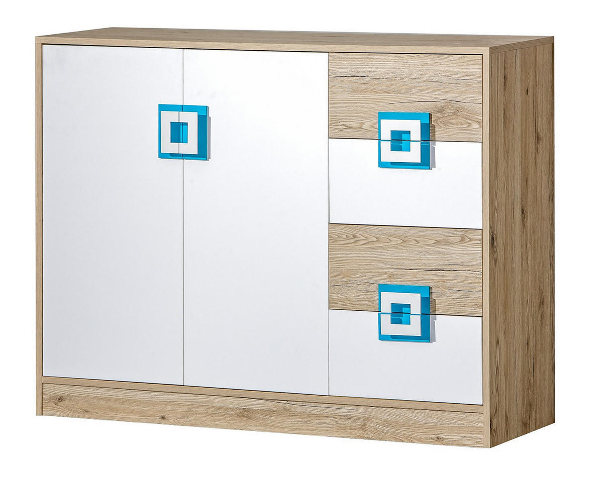 JUGENDZIMMER-SET Nico 4-teilig Eiche hell / Weiß-Farbapplikation Eiche hell 390 / 50 / 190 cm - Hellbraun/Eichefarben, Holz/Holzwerkstoff (390/190/50cm) - Feldmann-Wohnen