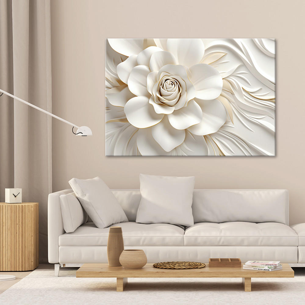 BILD Weiße Blume 3D 100x70cm - Weiß, Textil (100/70cm) - Feeby