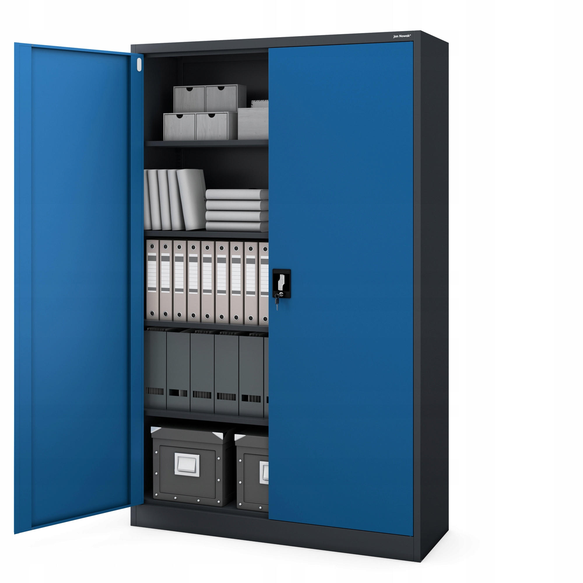 Jan Nowak Aktenschrank Blau, Anthrazit 115x185x40 cm